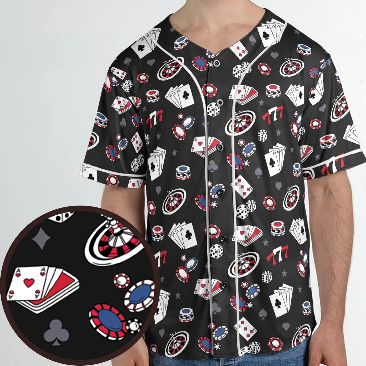 Vintage Poker Texas Hold’em Unisex Baseball Jersey