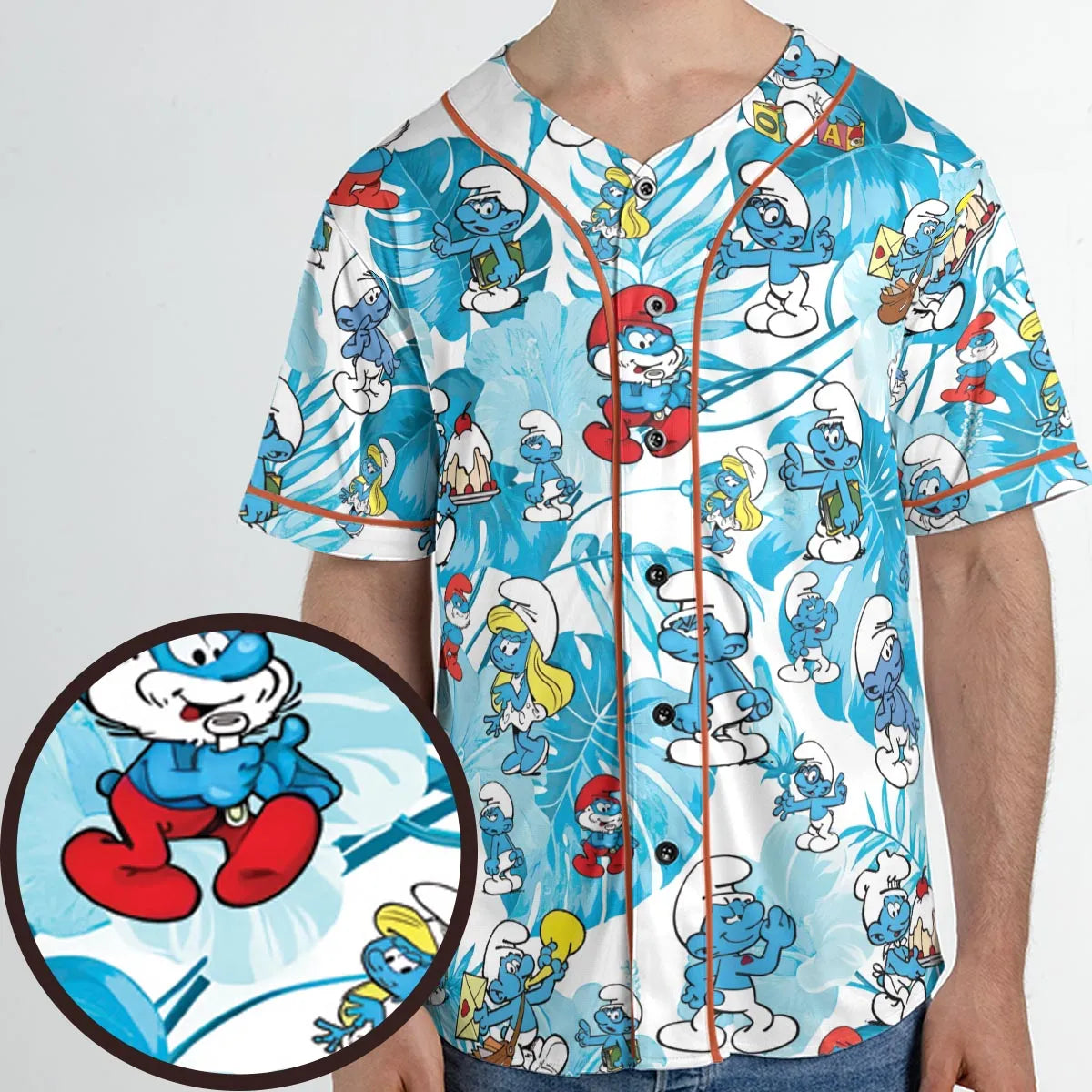 The Smurfs Pattern Unisex Baseball Jersey