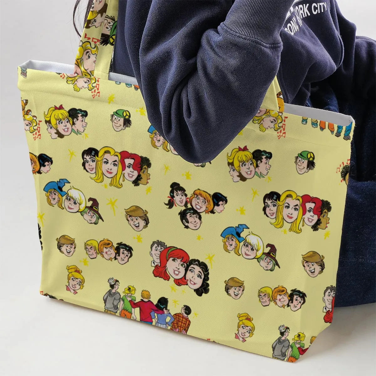 Nostalgic Cartoons in Archie Style Large Tote Bag