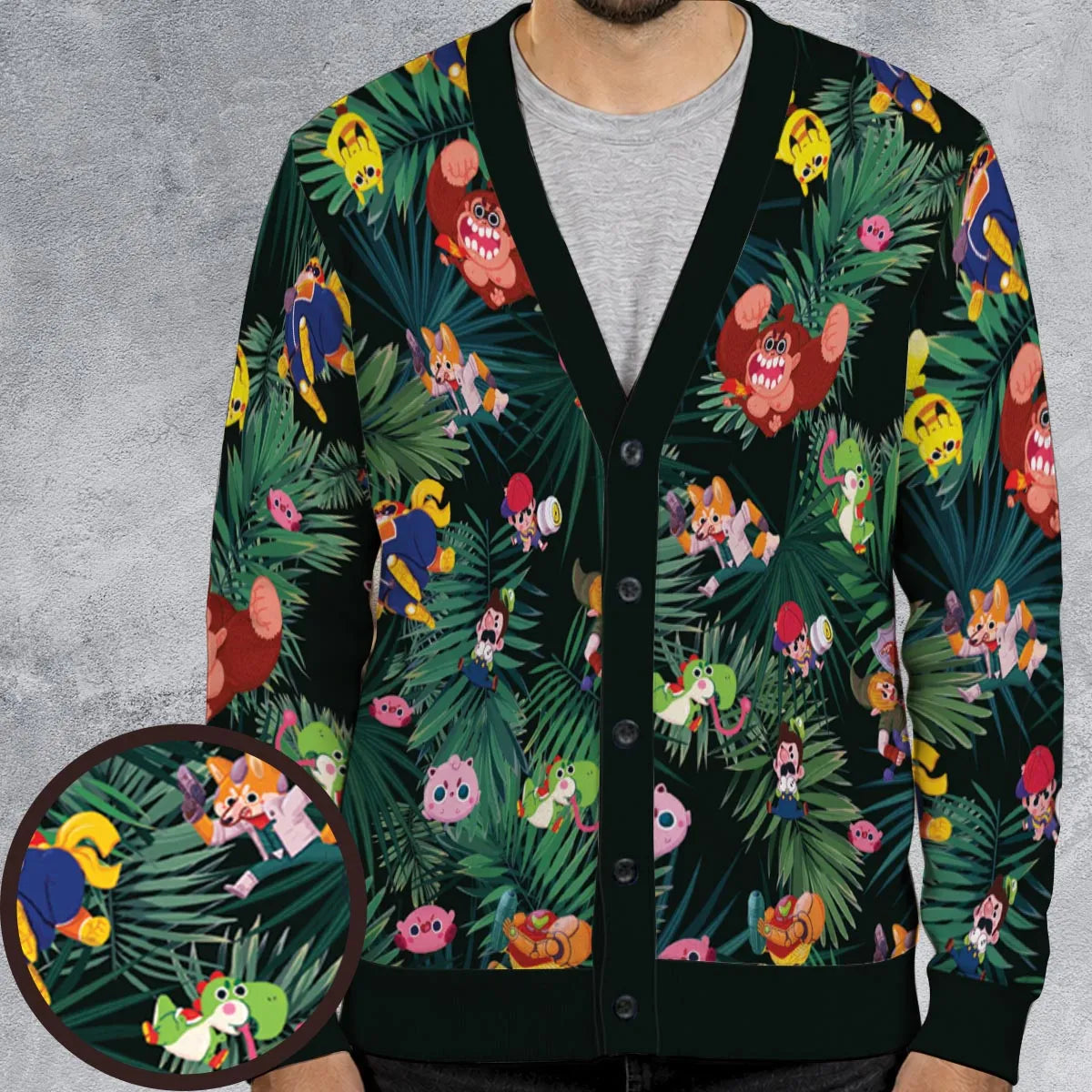 Video Game Characters Pattern Cardigan