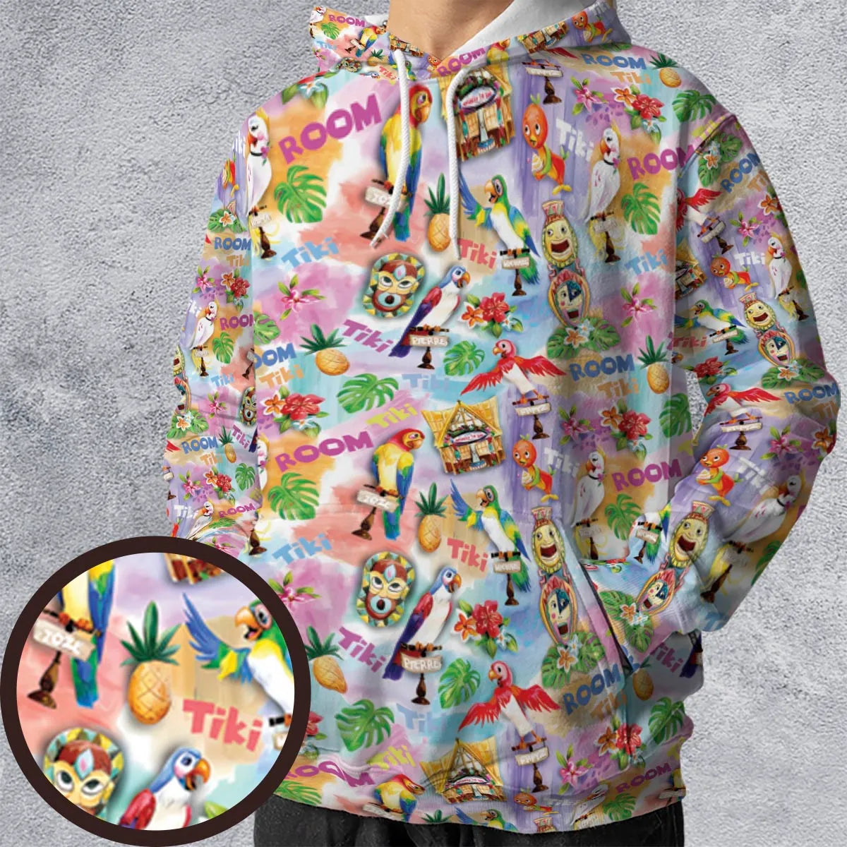 Tiki Room With Orange Bird All-over Print Hoodie