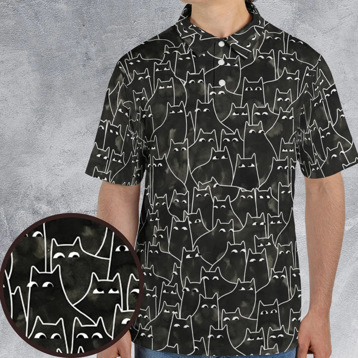 Suspicious Cats Funny Cat AOP Men/Women Polo Shirt