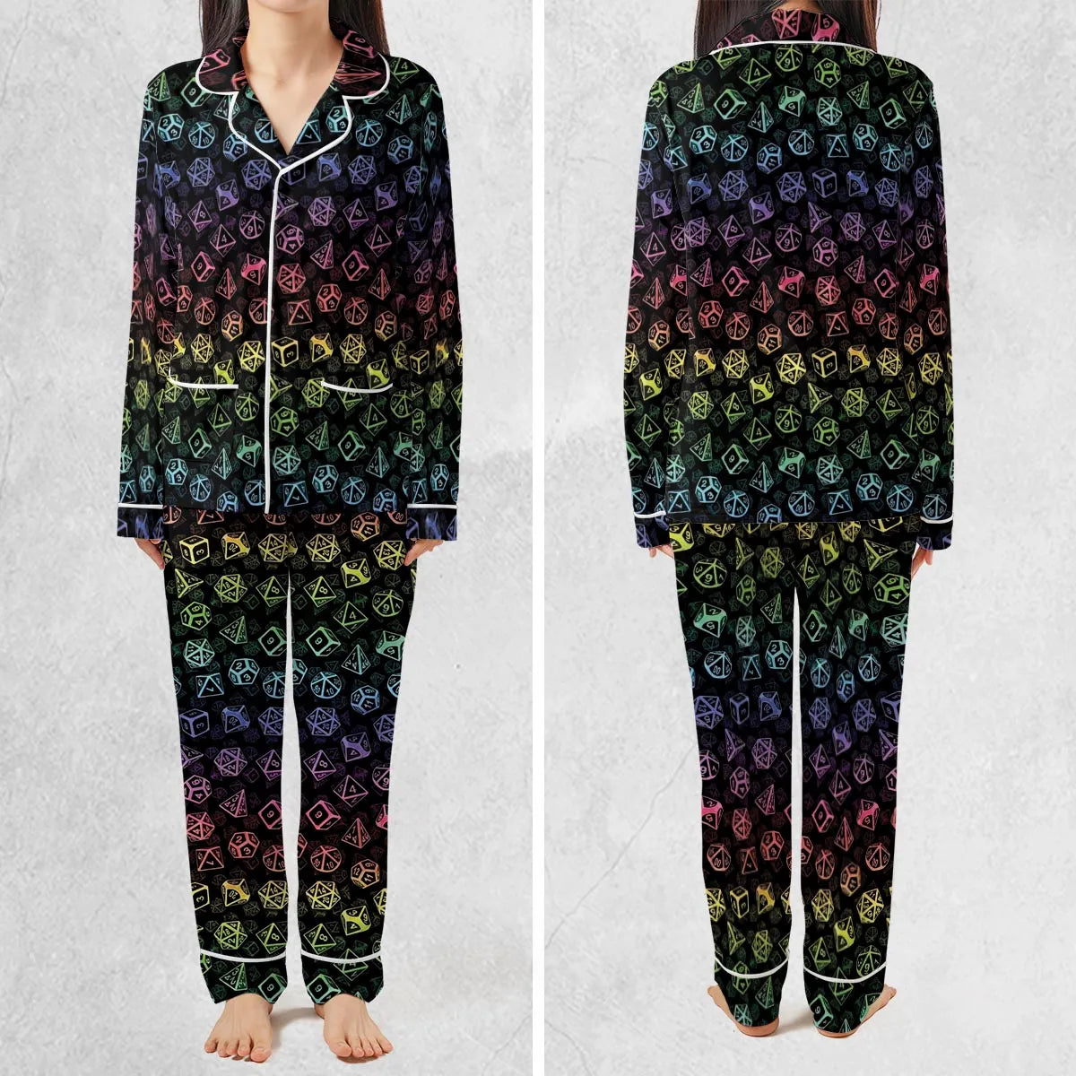 DnD Rainbow Dice Set Pattern Pajamas Set