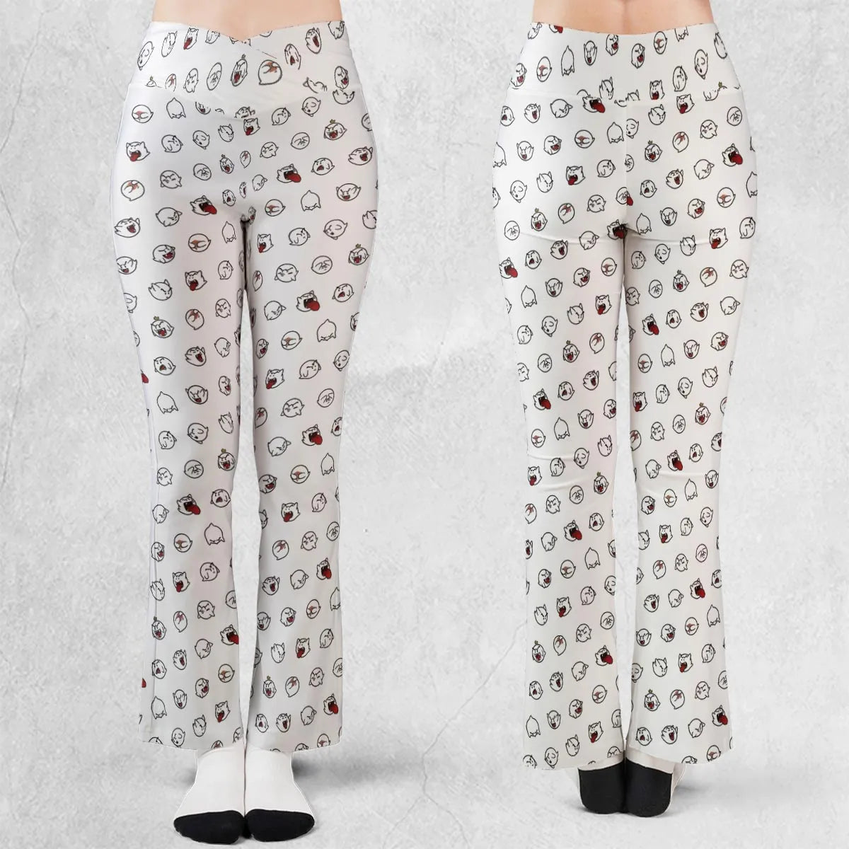 Super Mario Boo Pattern Flare Leggings
