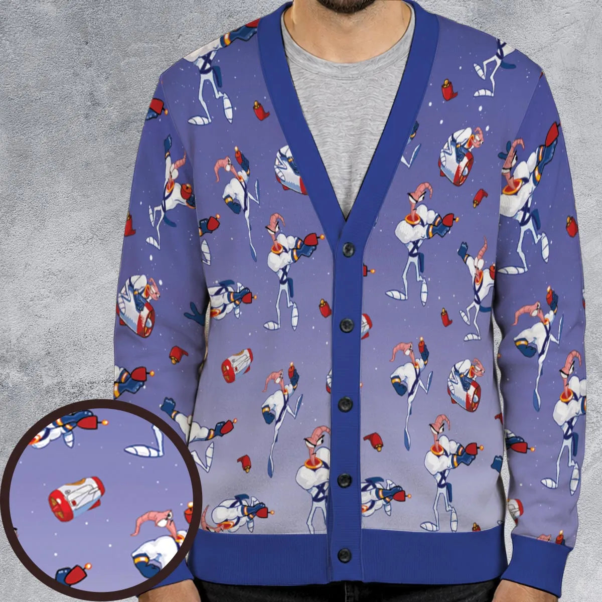 Ungroovy Earthworm Jim Cardigan