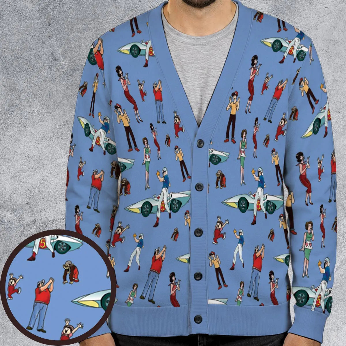 Speed Racer Characters Pattern Cardigan