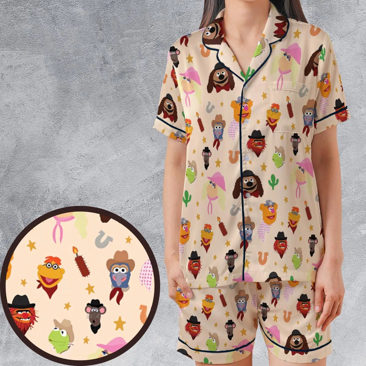 Western Life The Muppet Show Satin Short-Sleeve Pajamas Set