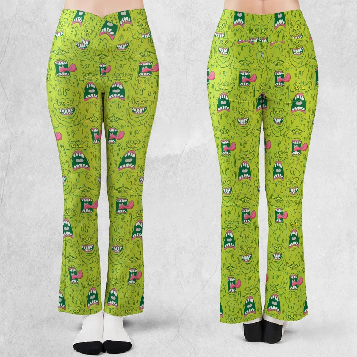 Funny Face Expression Slimer Ghostbusters Flare Leggings