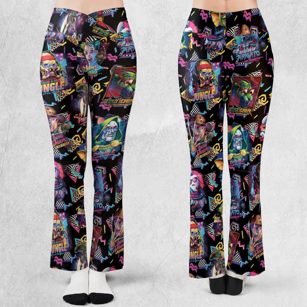Retro Horror Characters Halloween Flare Leggings