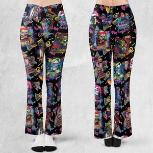Retro Horror Characters Halloween Flare Leggings