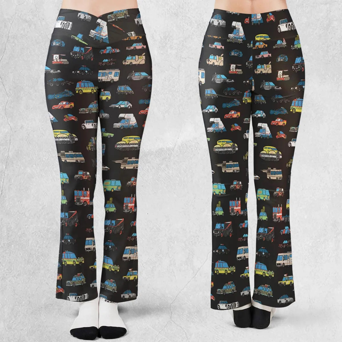 Movie Cars Pattern Flare Leggings