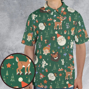 Rudolph The Red Nosed Reindeer Characters AOP Men/Women Polo Shirt