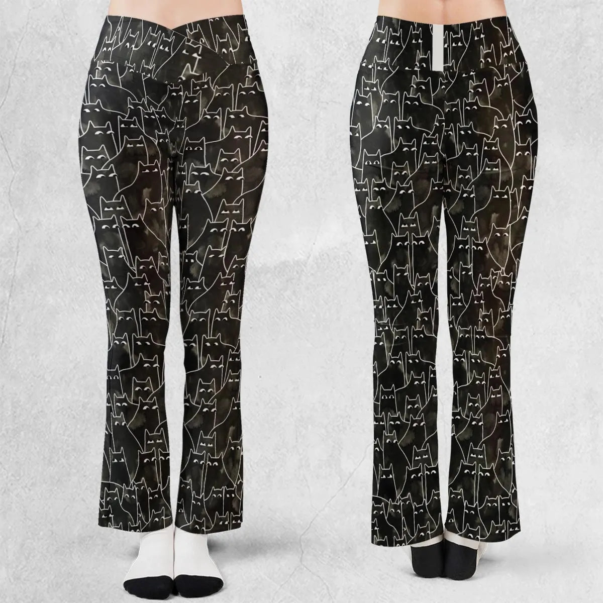 Suspicious Cats Funny Cat Flare Leggings