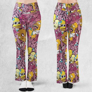 Homer Simpson In Flower Bush The Simpsons Flare Leggings