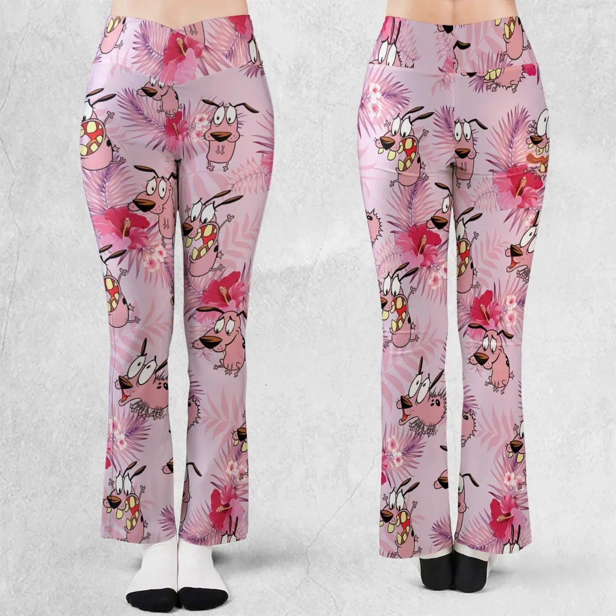Courage the Cowardly Dog Floral Tropical Flare Leggings