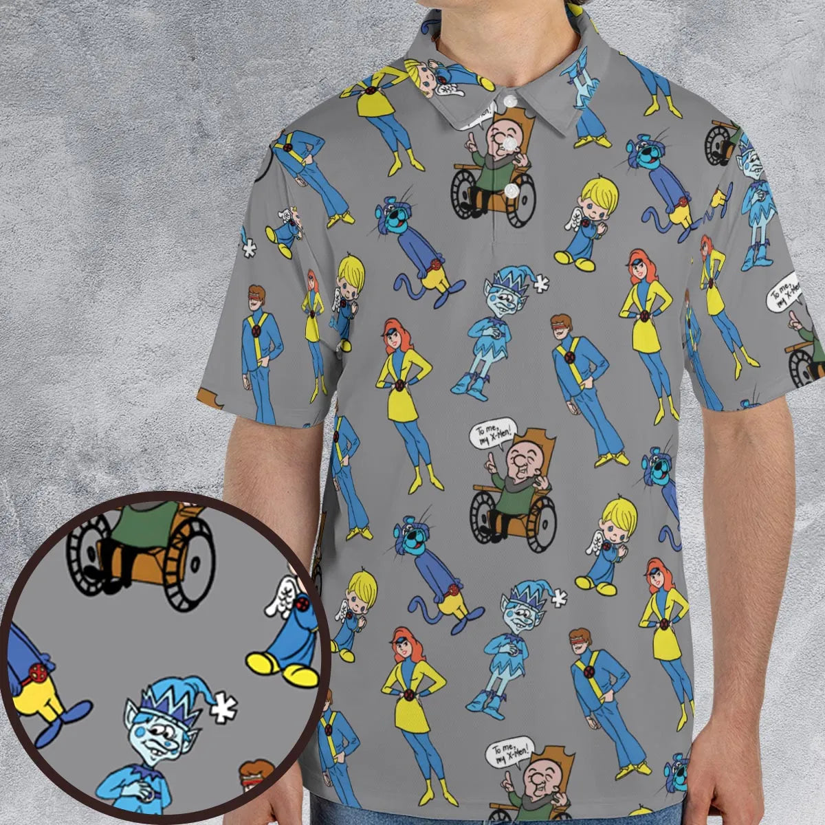 70s Saturday Morning Superhero Cartoon AOP Men/Women Polo Shirt