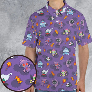 Team Purple Pokemon Pattern AOP Men/Women Polo Shirt