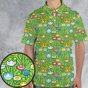 8bit Flower Garden Super Mario Pattern AOP Men/Women Polo Shirt