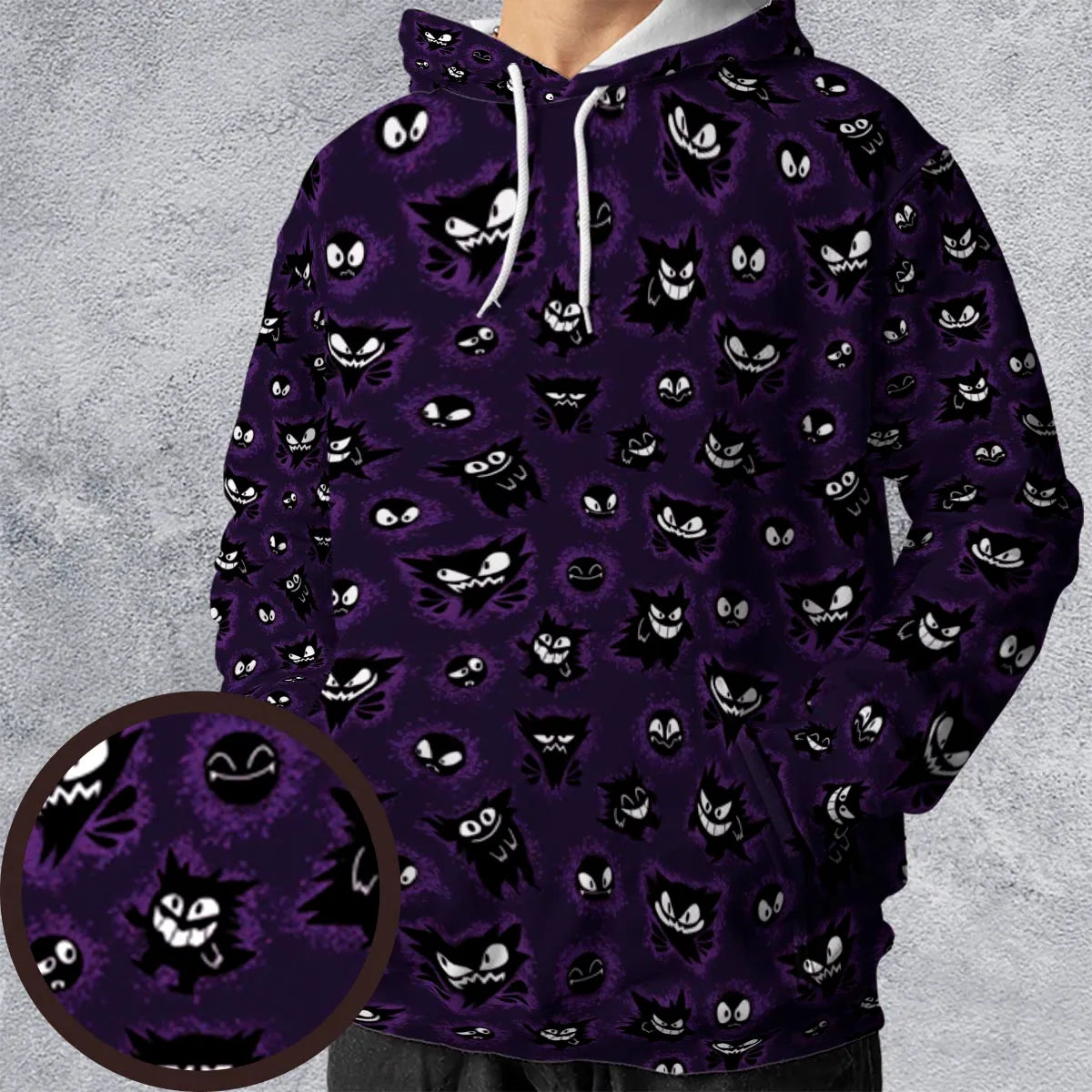 Gastly Haunter and Gengar Pokemon Pattern All-over Print Hoodie
