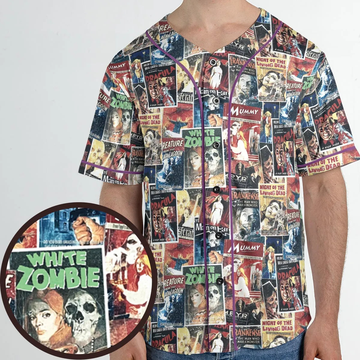 Pioneering '50s Classics Monster Hammer Horror Films Unisex Baseball Jersey