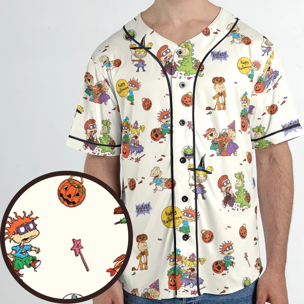 Rugrats Happy Halloween Pattern Unisex Baseball Jersey