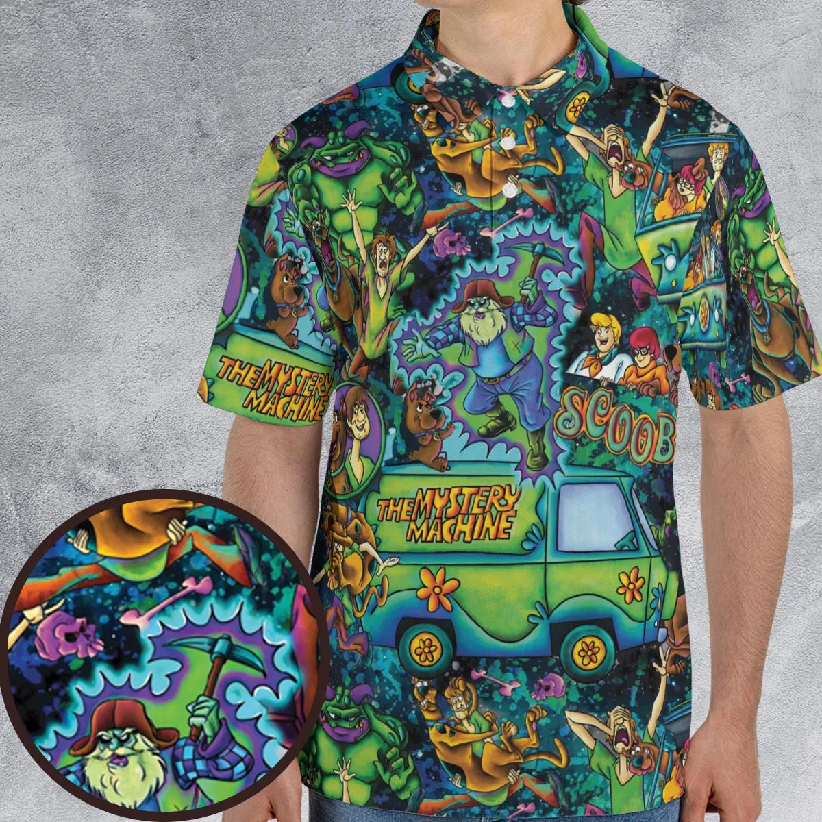 Monsters Mayhem and The Mystery Machine Scooby Doo AOP Men/Women Polo Shirt