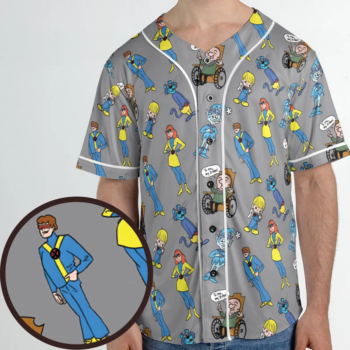 70s Saturday Morning Superhero Cartoon Unisex Baseball Jersey