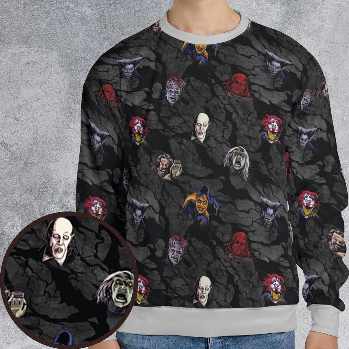 Cult Movie Characters Ghastly Grinner Nosferatu All-over Print Sweatshirt