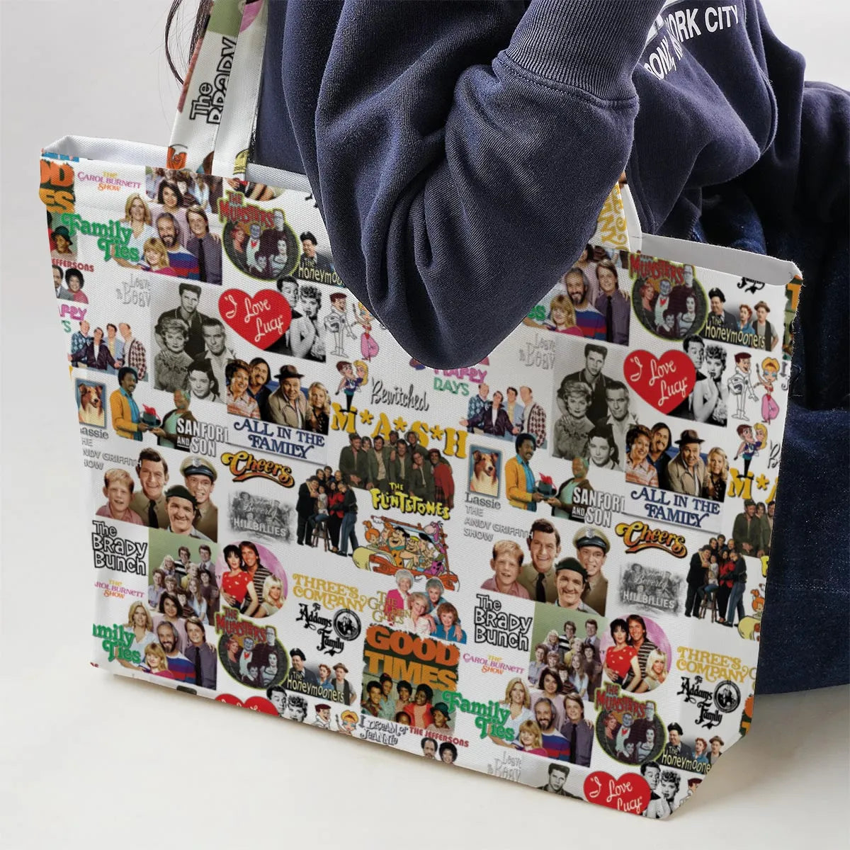 Stuck in the 80s Famous Sitcom Large Tote Bag