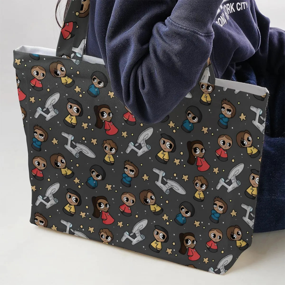 Cute Space Star Trek Large Tote Bag