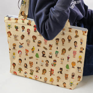 Mini Famous Characters Large Tote Bag