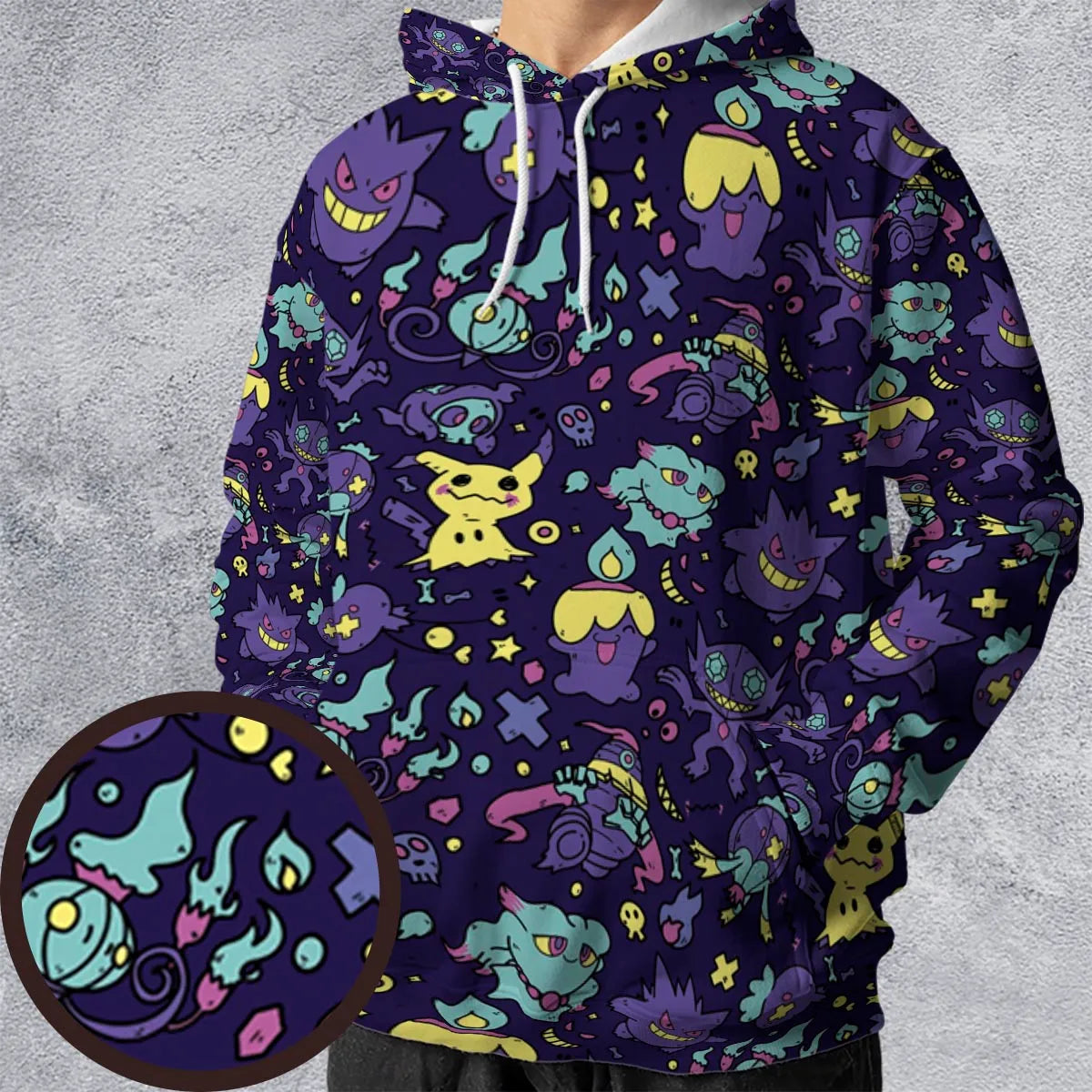 Gengar Ghost Pokemon Pattern All-over Print Hoodie