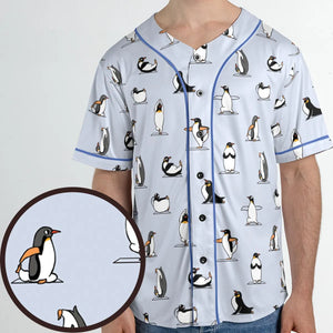 Penguin Yoga Pattern Unisex Baseball Jersey