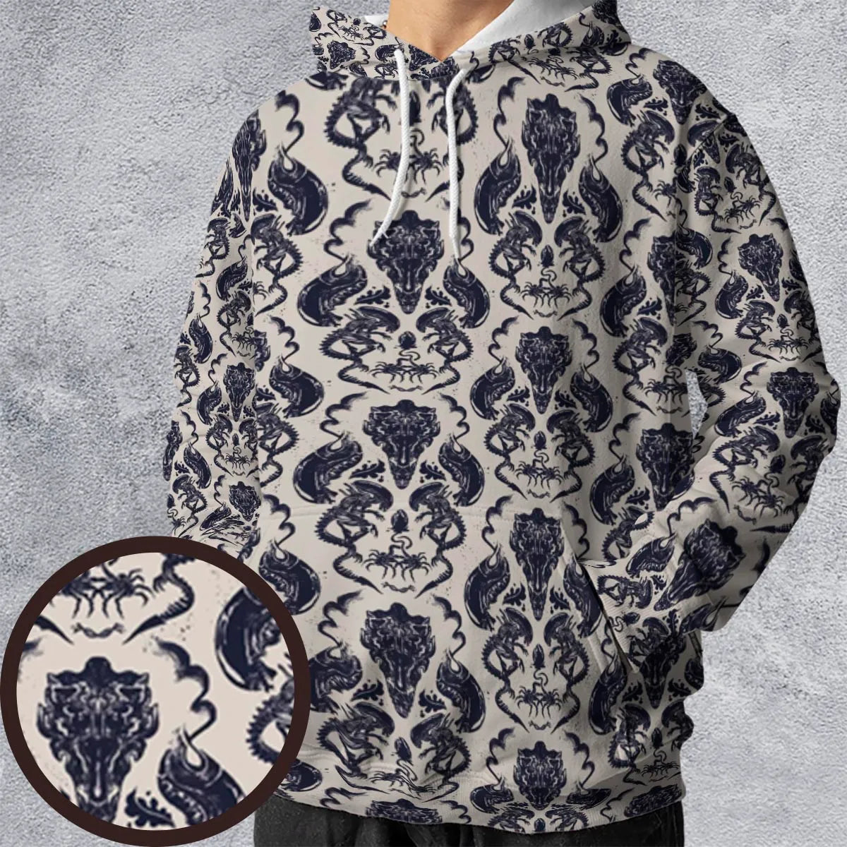 Alien Xenomorph Pattern All-over Print Hoodie