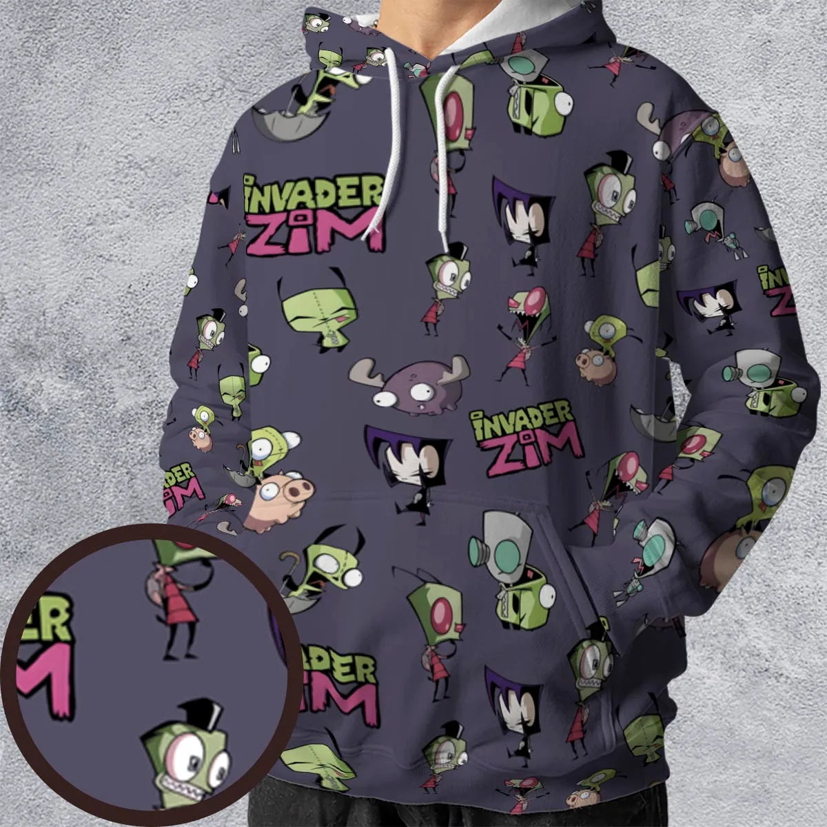 Invader Zim Pattern All-over Print Hoodie
