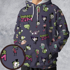 Invader Zim Pattern All-over Print Hoodie