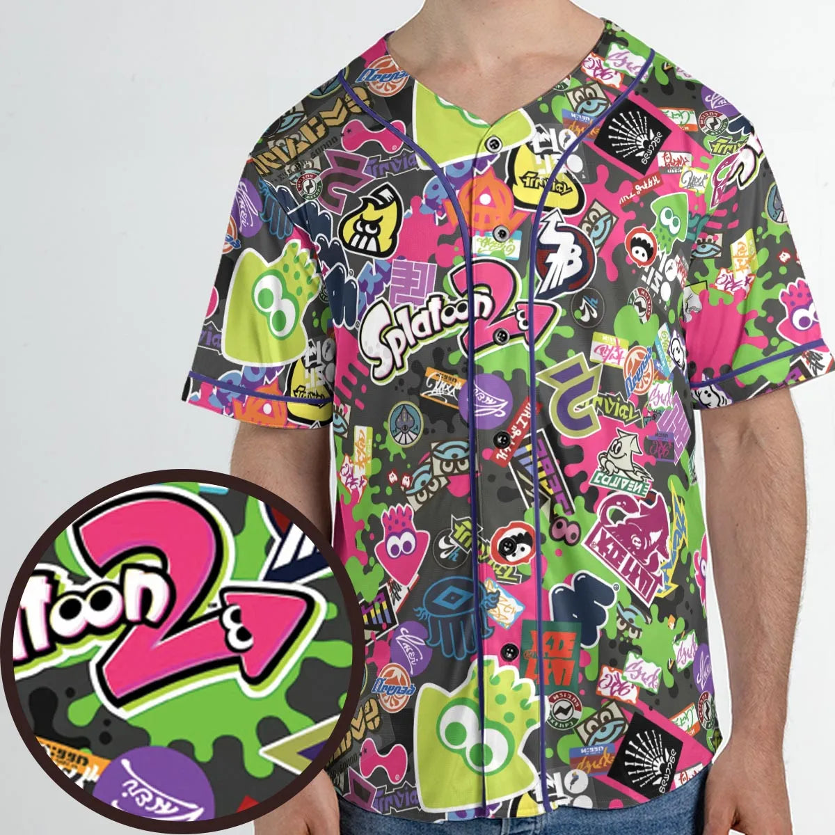 Splatoon Video Game Pattern Unisex Baseball Jersey