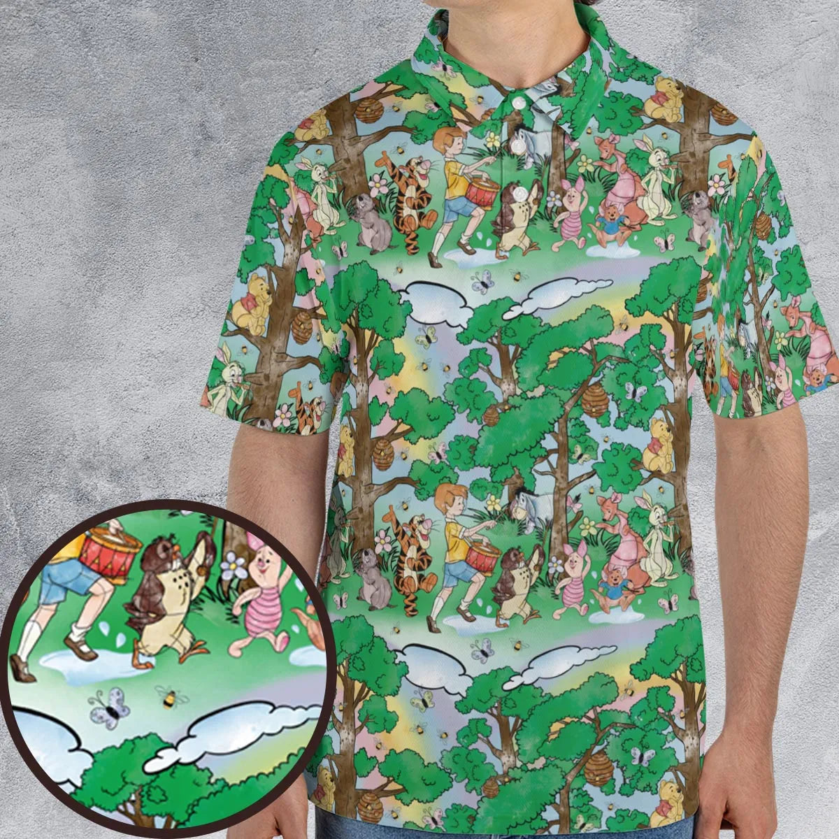 Bear and Friends Winnie the Pooh AOP Men/Women Polo Shirt