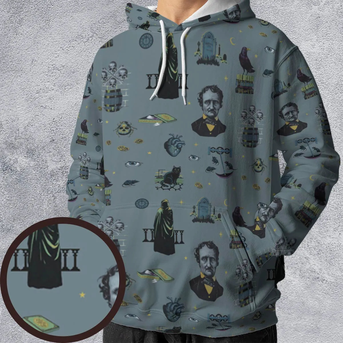 The Dark Themed Edgar Allan Poe All-over Print Hoodie