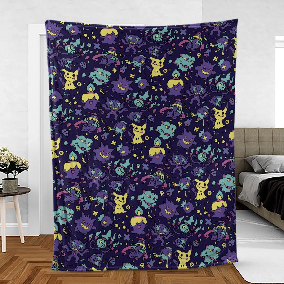 Gengar Ghost Pokemon Pattern Fleece Blanket