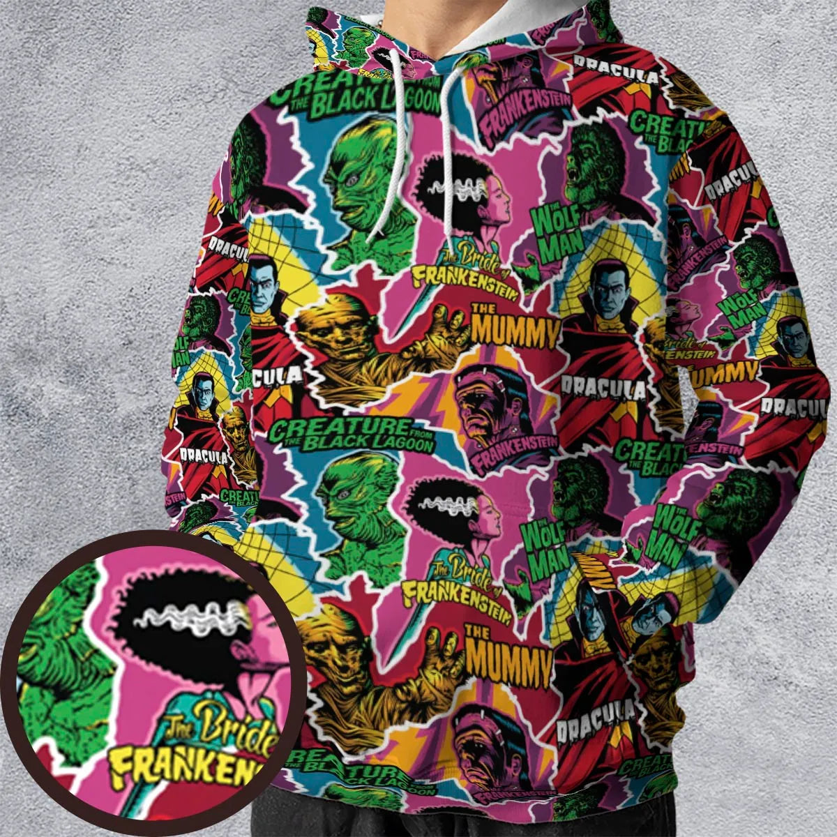Monsters Pop Collage Universal Monsters All-over Print Hoodie