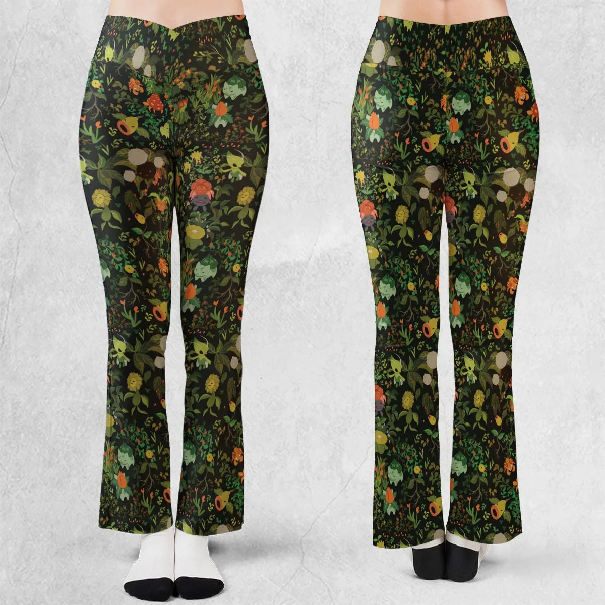 Grass Pokemon Patterns Flare Leggings