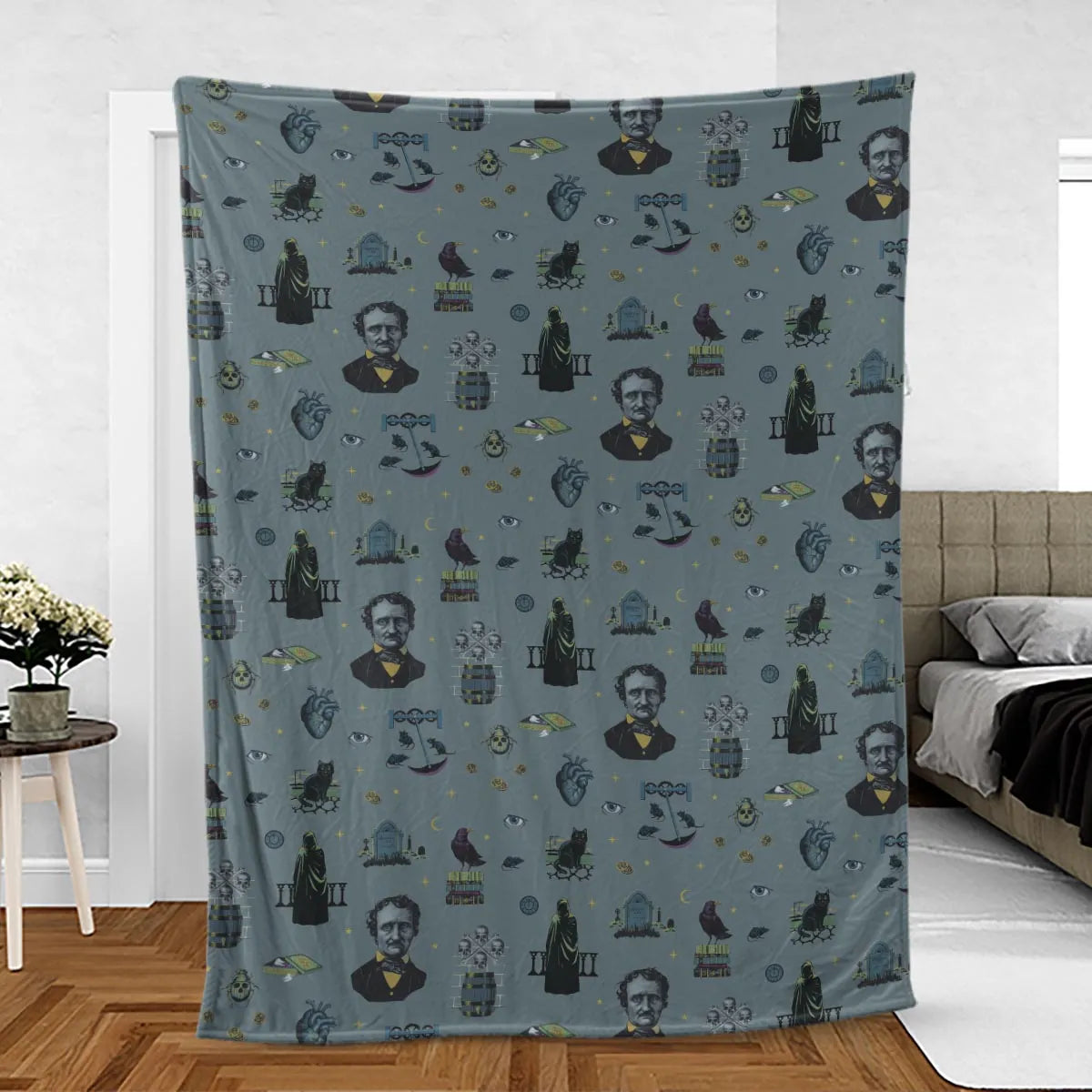 The Dark Themed Edgar Allan Poe Fleece Blanket