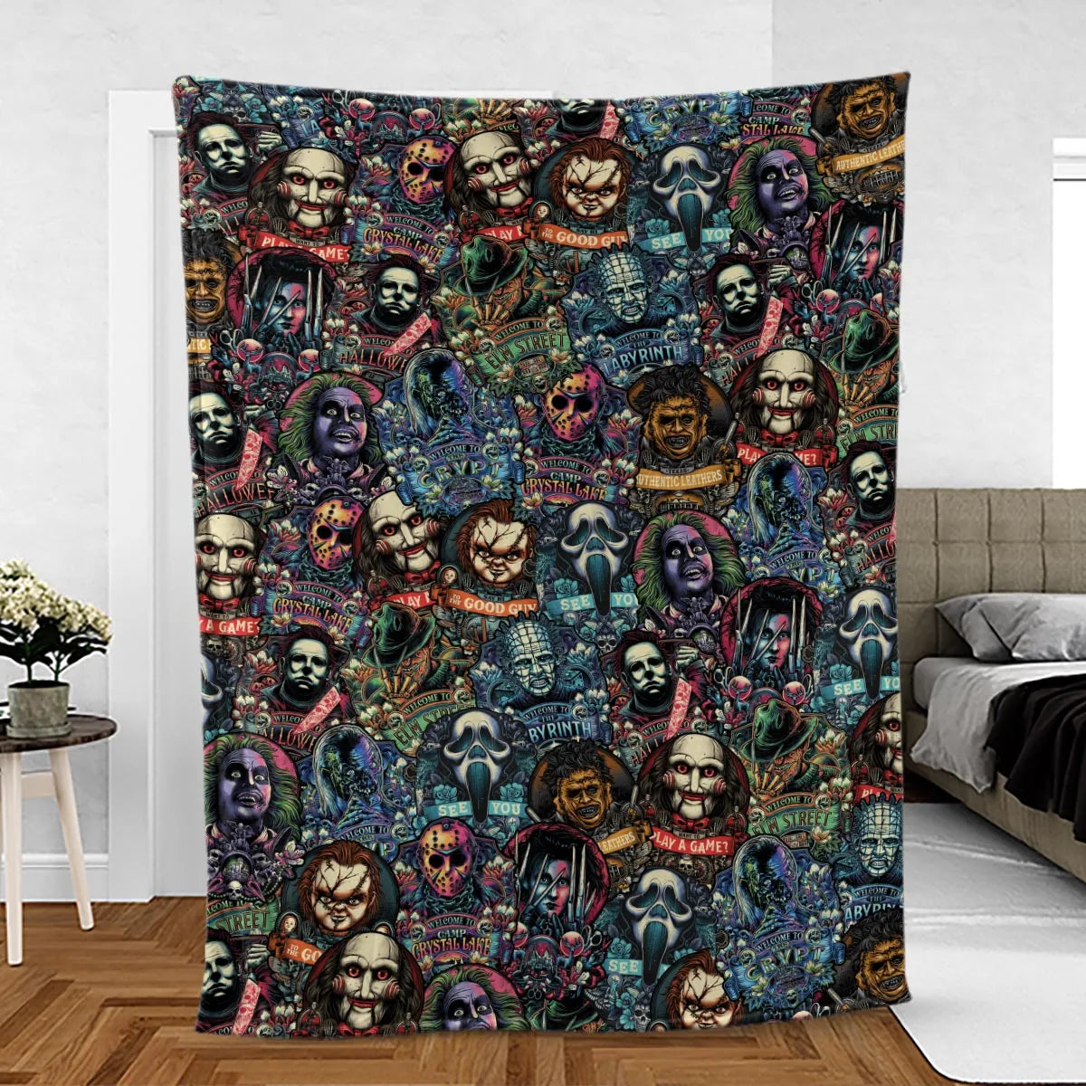 Horror Movie Characters Pattern Fleece Blanket