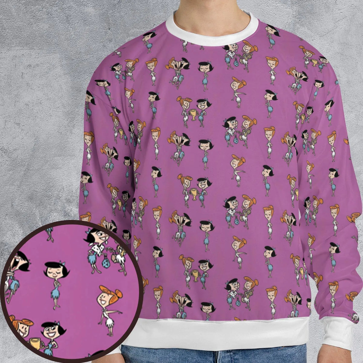 Wilma and Betty The Flintstones All-over Print Sweatshirt