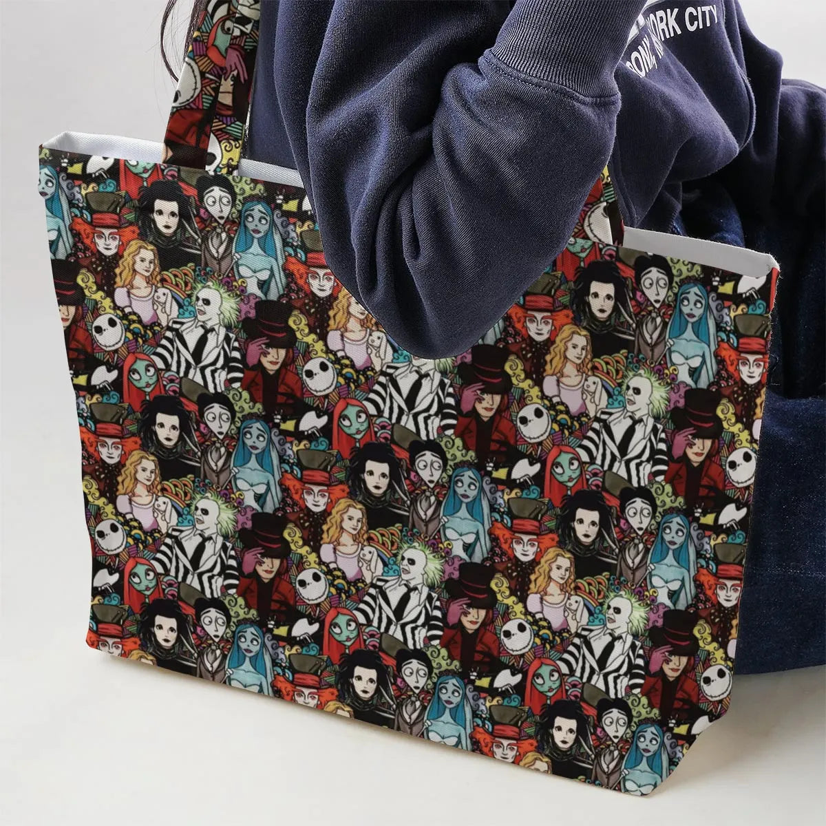 Tim Burton Characters Halloween Large Tote Bag