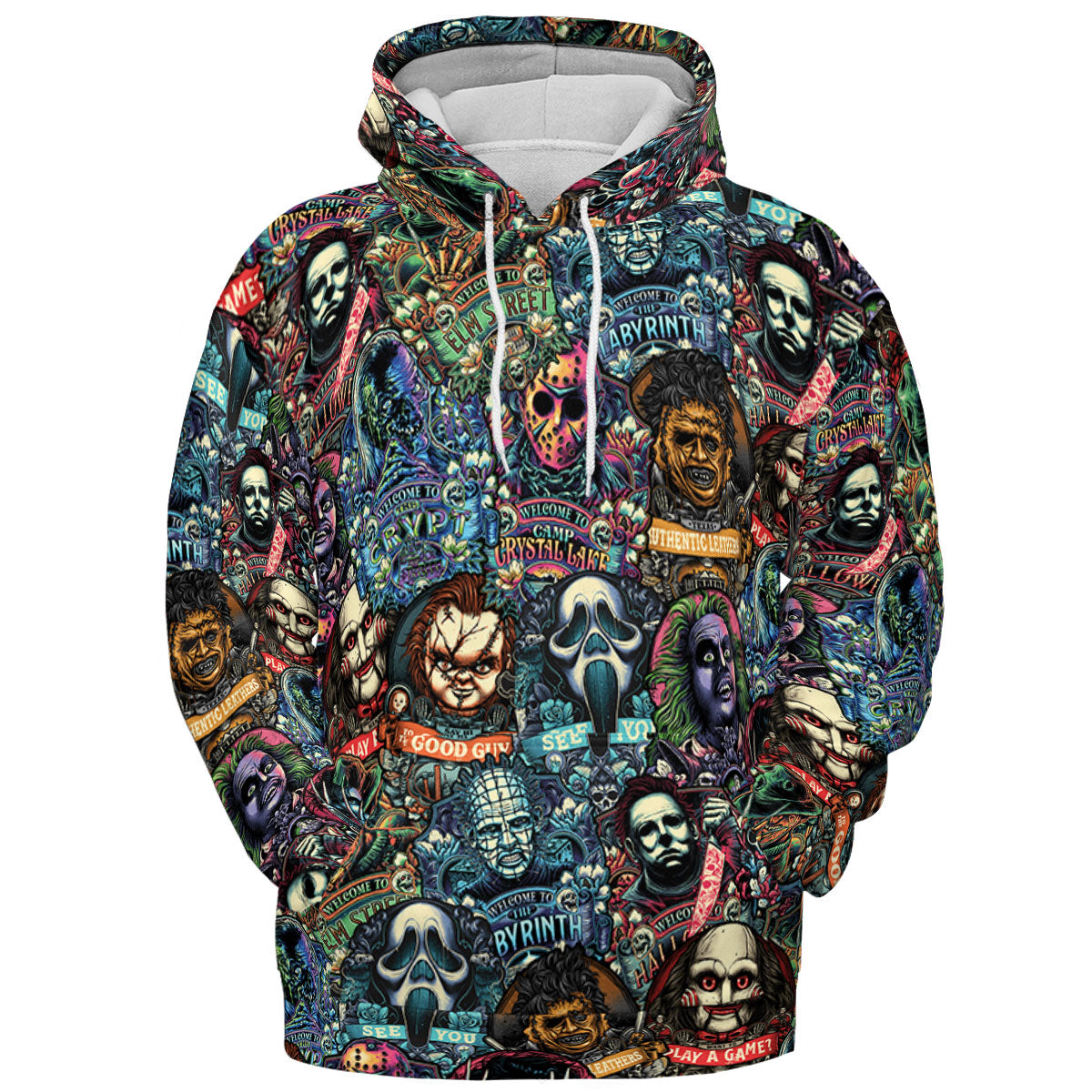 Horror Movie Characters Pattern All-over Print Hoodie