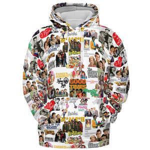 Stuck in the 80s Famous Sitcom All-over Print Hoodie