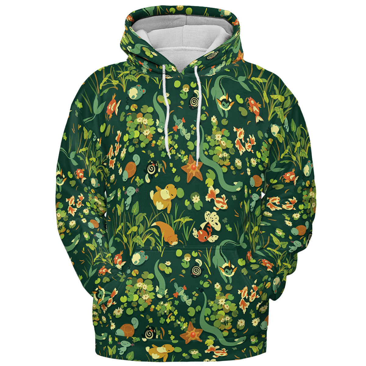 Floating In A Pond Magikarp Psyduck Vaporeon Water Pokemon All-over Print Hoodie