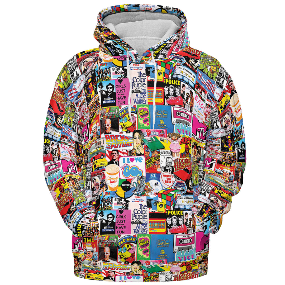 I heart 80s Collage Mr. T Back To the Future Pac-man All-over Print Hoodie